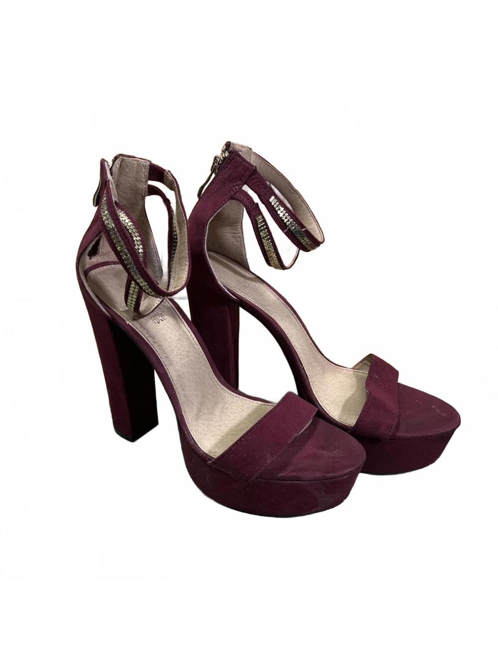 Charlotte Russe Burgundy Platform Stiletto Heels Rhinestone Size 10